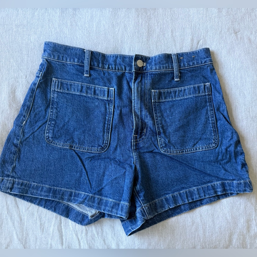 Madewell High Rise Sailor Short in Medium Blue